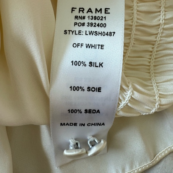Frame Elegant Silk Cream Smocked Blouse - Picture 12 of 13
